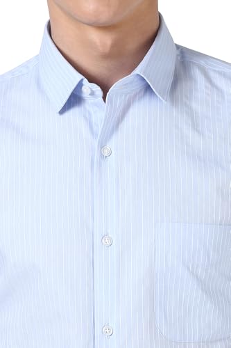 Image of Peter England Men Polycotton Premium Wonder Fabric Slim Fit Full Sleeve Striped Formal Shirt