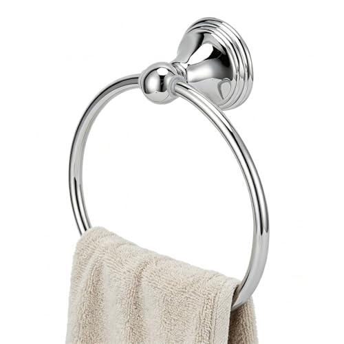 Towel Ring, Wall Mounted Rack Stainless Steel Hand Towel Holder Bathroom Hardware Rack Washing Tool for Bathroom Kitchen Bedroom Laundry Rooms (893 Chrome Towel Ring)