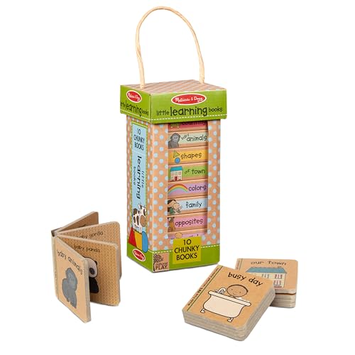 Image of Melissa & Doug Natural Play Book Tower: Little Learning Books– 10 Sturdy Mini Board Books for Toddlers & Preschoolers, Educational Alphabet and Counting Toy, Ages 1+