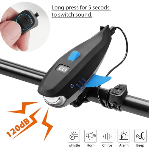 Bike Horn with Light, 120dB Electric Bicycle Bell & 400LM