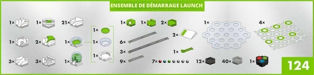 Ravensburger - Gravitrax Power Starter Set Launch 124 pièces - Circuit de Billes - Jeu de Construction créatif - Parcours de Billes à Construire - Electronique - Dès 8 Ans - Version française - 27013