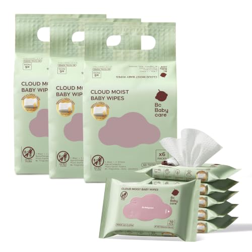 Image of Bc Babycare Cloud Moist Baby Travel Wipes, 18 Pack, On The Go Pocket Size, Ultra Thick, 99% Water, Unscented, Hypoallergenic for Sensitive Skin, Biodegradable