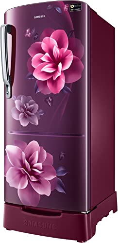 Image of Samsung 183 L, 3 Star, Digital Inverter, Direct-Cool Single Door Refrigerator (RR20C2823CR /NL, Red, Camellia Purple, Base Stand Drawer)
