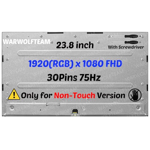 WARWOLFTEAM Screen Replacement for HP 24-CR Series 24-CR0024NL 24-CR0024NO All in One 23.8inch 75Hz 30Pins 1920 x 1080 FHD LCD LED Screen Display Panel(Only for Non-Touch)