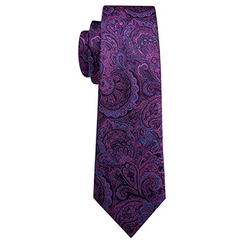 Image of Barry.Wang Men Tie Set Paisley Silk Necktie Pocket Square Cufflinks Formal Wedding Business Party