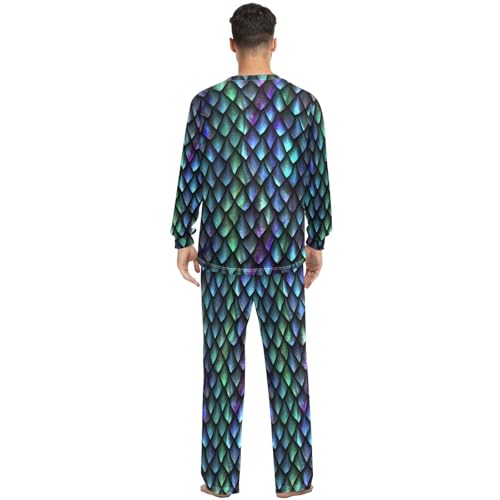 Couples Matching Pajama Sets Dragon Scale Two-piece Long Sleeve Sleepwear for Men & Women XXS-XXL4