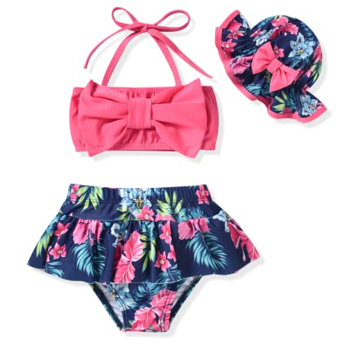 Little Baby Girls Swimsuit Floral Bikini Two Pieces Bathing Suit Swimwear Summer Beach Set Yellow 12-18 Months