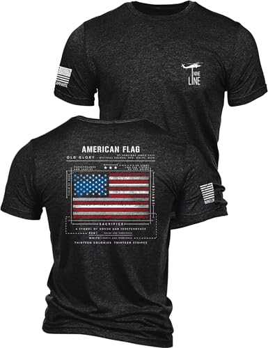 Nine Line Old Glory Flag Schematic T-Shirt for Men Patriotic American Flag Freedom Shirt USA Made Veteran Owned Apparel