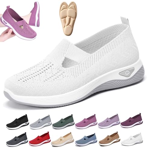 Enjerr Orthopedic Shoes Womens, Orthoture Womens Walking Shoes for Balance, Women's Breathable Knitted Sneakers