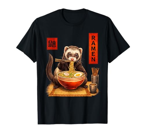 Ferret Ramen Japanese Art Funny Anime Graphic Tee Kawaii T-Shirt