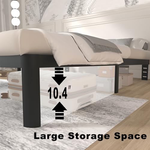 Image of ITIMIDI 12 Inch King Size Bed Frame, Heavy Duty Mattress Foundation and DIY Headboard, Safety Design with Rounded Corner Legs, King Platform Bed Frame, No Box Spring Needed, Noise Free, Black
