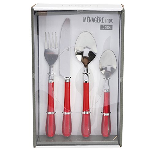 Pradel Heritage 518786 Ménagère, Acier Inoxydable, Rouge, 7 x 16,5 x 26,5 cm Cover