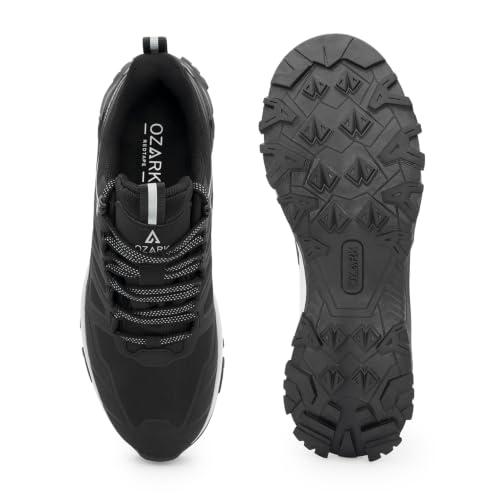 Image of Red Tape Ozark Black & Yellow Trail Running Shoes for Men | Low-Cut Outdoor