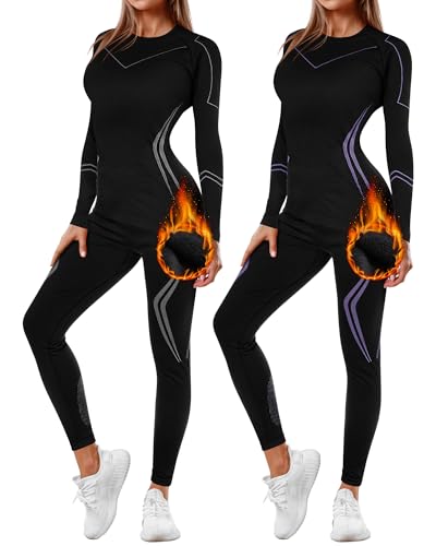 Sous-vêtement de ski thermique femme Patelai respirant et chaud en lot de 2 pièces