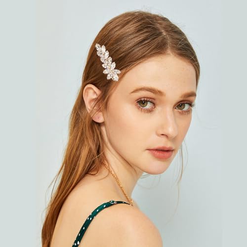2 Pinzas para cabello con cristales estilo vintage dorado miniatura 2
