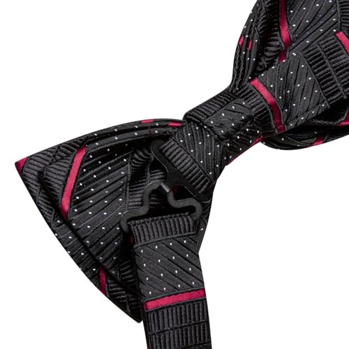 Image of Hi-Tie Bow Ties for Men Pre-Tied Pocket Square with Cufflinks Mens Bowtie Sets for Wedding Formal Party