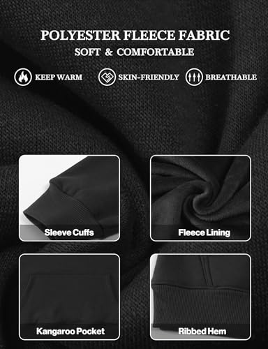 CRFANSHIRT Casual Unisex Hoodies Sweatshirt for Men Women, Quick Dry Lightweight Fleece Adult Pullover with Pockets Black S