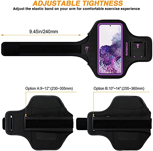 Galaxy S8+/S9+/S10+/S20+ Armband,Runbach Sweatproof Running Exercise Gym Bag With Key Holder And Card Slot For Samsung Galaxy Phones(Purple) #TOP2