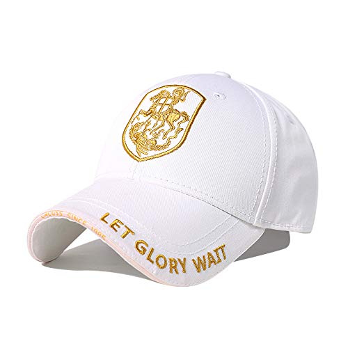 sdssup Gorra de béisbol Hombres y Mujeres Verano Bordado Pareja Marea Viajes Marca Casquillo Femenino Visera Protector Solar Cable de Oro Blanco M (56-58cm)