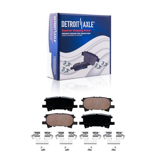 Image of Detroit Axle - Brake Pads for Toyota Highlander Hybrid, Lexus RX330 RX350 RX400h, Ceramic Brake Pads w /Hardware Front Rear Replacement Brakes