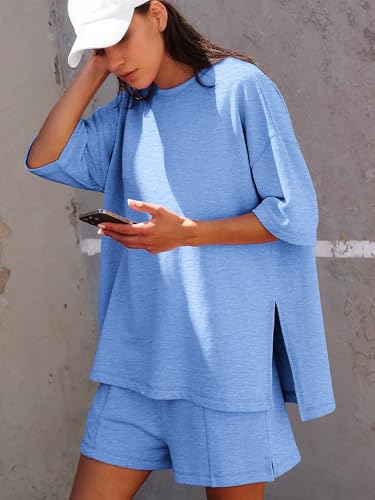 COCCKO Womens Shorts Sets Matching Lounge Two Piece Outfits Summer Cute Casual Vacation Short Sleeve 2 Piece Set — view 2
