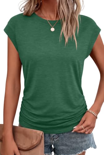 Image of Bliwov Womens Summer Tops Cap Sleeve Crew Neck Casual T Shirts