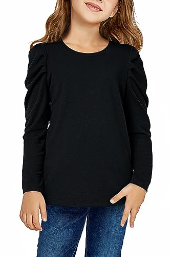 Image of blibean Tween Girls Puff Sleeve Shirts Stylish Fall Tops Size 4-15 Years Old