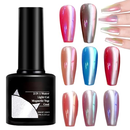 Esmalte de Uñas en Gel Magnético | 7 ml Esmalte Gel Ligero al Agua,2 en 1 con Lentejuelas para Uñas en Casa y Bodas de Brillo Duradero
