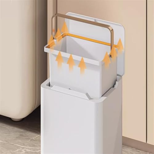 Papelera rectangular de plástico con tapa y ruedas 13L miniatura 4