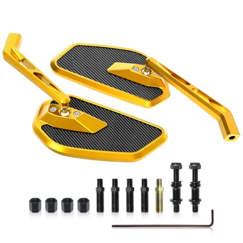 Image of Gold Motorcycle Carbon Fiber Rearview Mirrors for Harley Touring
