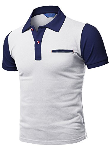 Xpril Men's Color Effect Collar Short Sleeve Polo T Shirt