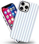 Magnetic for iPhone 13/14 Case Cute Stripes Phone Case, Shockproof Slim TPU and Hard PC Protective Phone Cover Compatible with MagSafe Designed for Women Girls, Blue and White