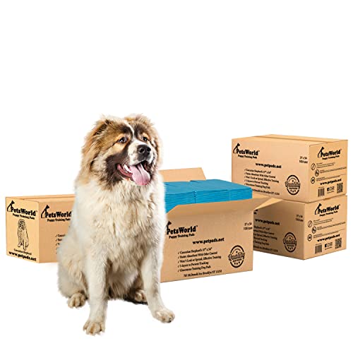Image of PetsWorld Enormous Dog Pee Pads 37 inchx54 inch 400 Count - XXXL Pet Pee Pads for Giant Dogs & Pets, Heavy Duty Leak-Proof Dog Training Pads, Super Absorbent Quick-Dry Potty Pads with Adhesive Tabs