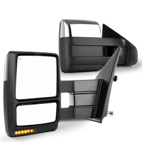 Scitoo Compatible Fit For 2004-2014 For Ford For F150 Truck Left Right Chrome Caping Tow Mirrors Power Adjusted Heated Led Signal Puddle Light Towing Mirrors Pair #TOP15
