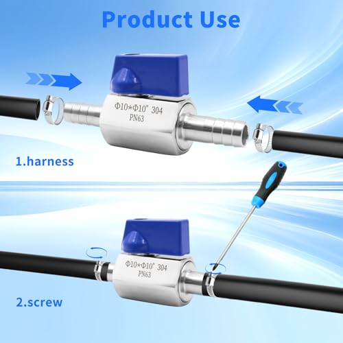 PWGHWG Kugelhahn mit Widerhaken, Absperrventil Edelstahl Pagodengelenk fürWasser, Gas, Öl, Kraftstoff (10 mm)
