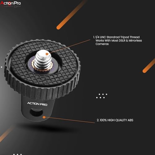 Image of Action Pro 1 /4 inch Thread Tripod Mount Adapter with Stainless Steel Insert Compatible with GoPro Hero 13 /12 /11 /10 /9 /8 /7 /6 /5 /4, Insta360, DJI Osmo Pocket, SJCAM, Xiaomi & Yi Action Cameras (Pack of 4)