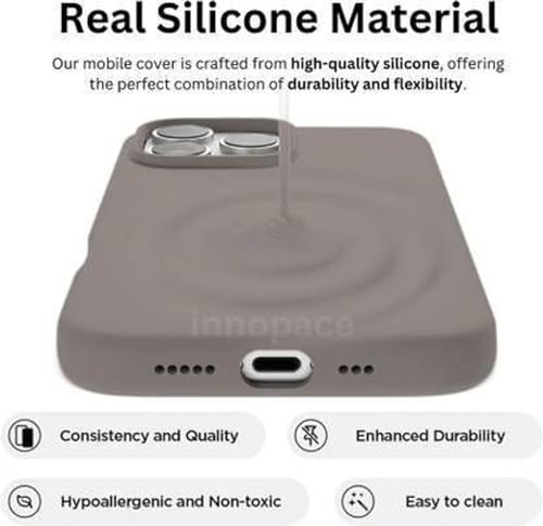Image of Premium Liquid Silicone Case for iPhone 16 Pro - Slim Full Body Protective Back Cover with Soft Microfiber Lining, Anti-Slip Grip Scratch Resistant Phone Case (Light Grey)