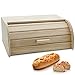 e!Orion Panera de Madera Natural con Tapa Enrollable, Panera o Recipiente de Comida Seca para Almacenamiento de Cocina (35 x 25 x 15 cm)