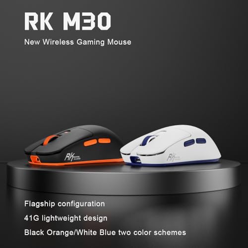 Image of RK ROYAL KLUDGE RK M30 Wireless Gaming Mouse with RGB Lights, Ergonomic Design, Adjustable DPI and Smooth Precision for PC & Laptop - Black Orange (Black Orange, Wireless)