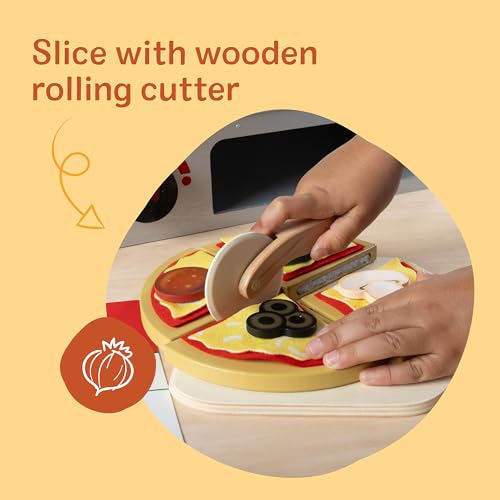Melissa & Doug Top & Bake Wooden Pizza Counter Pretend Play Set