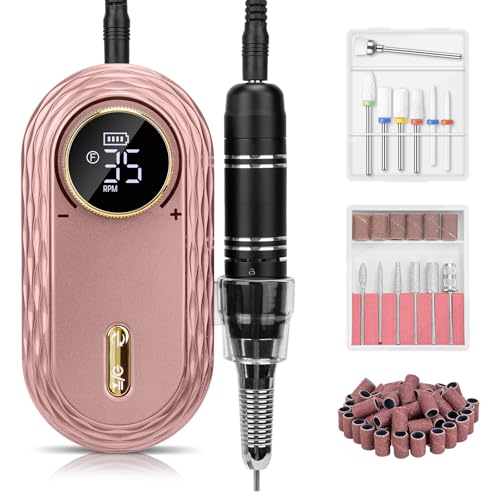 Torno de Uñas Recargable Profesional: Madenia 35000RPM Inalambrico Lima de Uñas Electrica, Portátil USB Torno de Uñas de Gel Acrílico Manicura y Pedicura para Salón y Uso en Casa