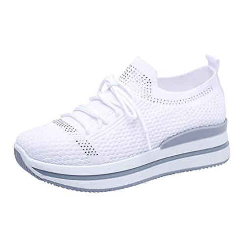 Zapatillas deportivas para mujer, color rosa, blanco, para mujer, color negro, tallas grandes, Blanco, 41 EU