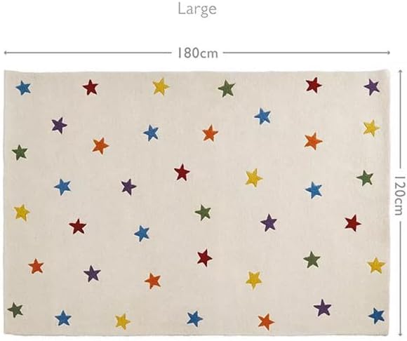 Kids Multicolor Star Area Rug 6x9 ft | Soft Hand Tufted Cartoon Carpet for Kids Room Playroom Nursery