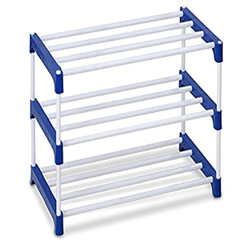 Ebee 6 Pairs Plastic Shoe Rack (Blue, 3 Shelves)