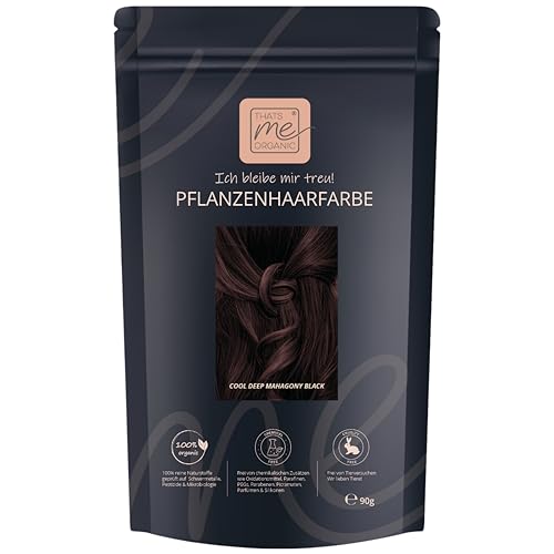 Thats me Organic® Profi Pflanzenhaarfarbe Nachfüllpack (cool deep mahagony black) – Bio Haarfarbe ohne Chemie – Ideale Haarfarbe auch während der Schwangerschaft und Stillzeit
