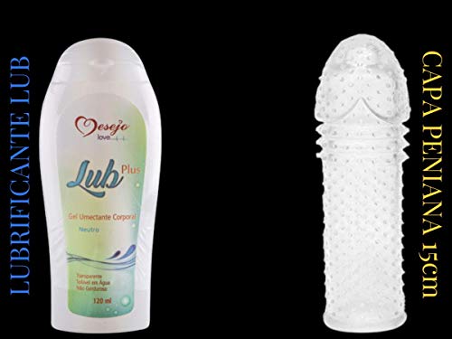 Kit Erótico Capa Peniana Expansiva 15cm Lubrificante A Base De Água Sensações P/Ela