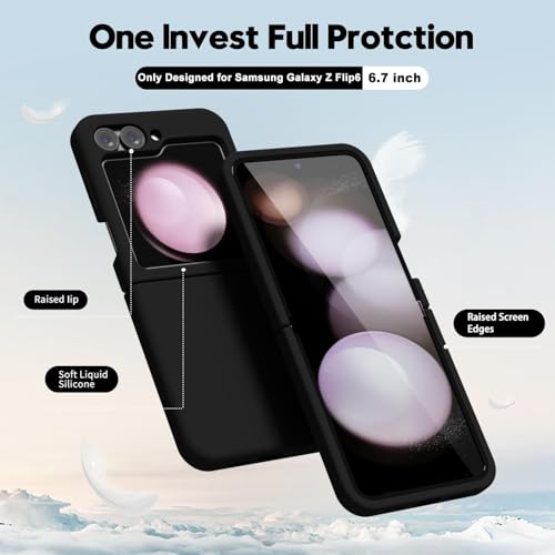 Image of MIDOS Back Cover Compatible with Samsung Z Flip 6 Case Liquid Silicone Full Protection Shock Proof Back Cover for Samsung Galaxy Z Flip 6 (Black)