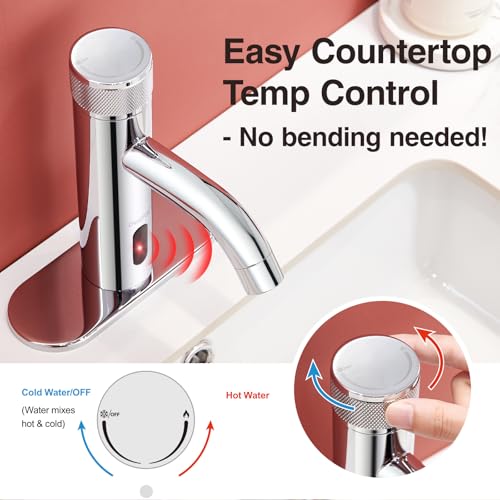 Grifo de lavabo automático con sensor para regular temperatura sobre encimera 4