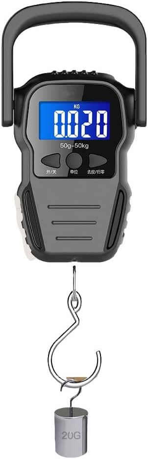 Fish Scale Portable Electronic Balance Digital Fishing Weighing Scale Hanging Hook with Tape Measure for Bow Draw Weight (Black 50KG/10G)