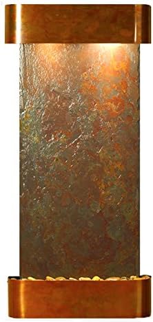 Cascade Springs Water Feature with Rustic Copper Trim and Round Edges (Natural Multi-color Slate)